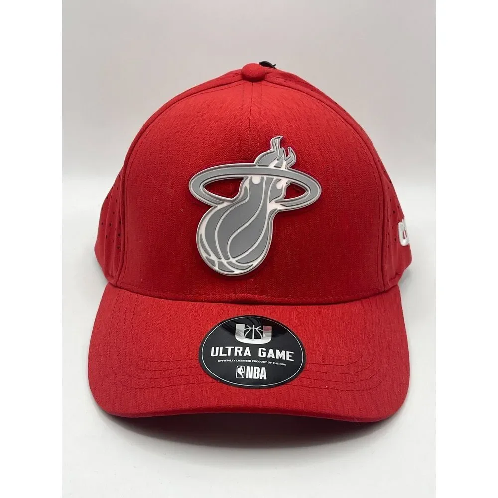 NWT Ultra Game Miami Heat NBA Logo Adjustable‎ Snapback Hat Red OSFM VGME674F